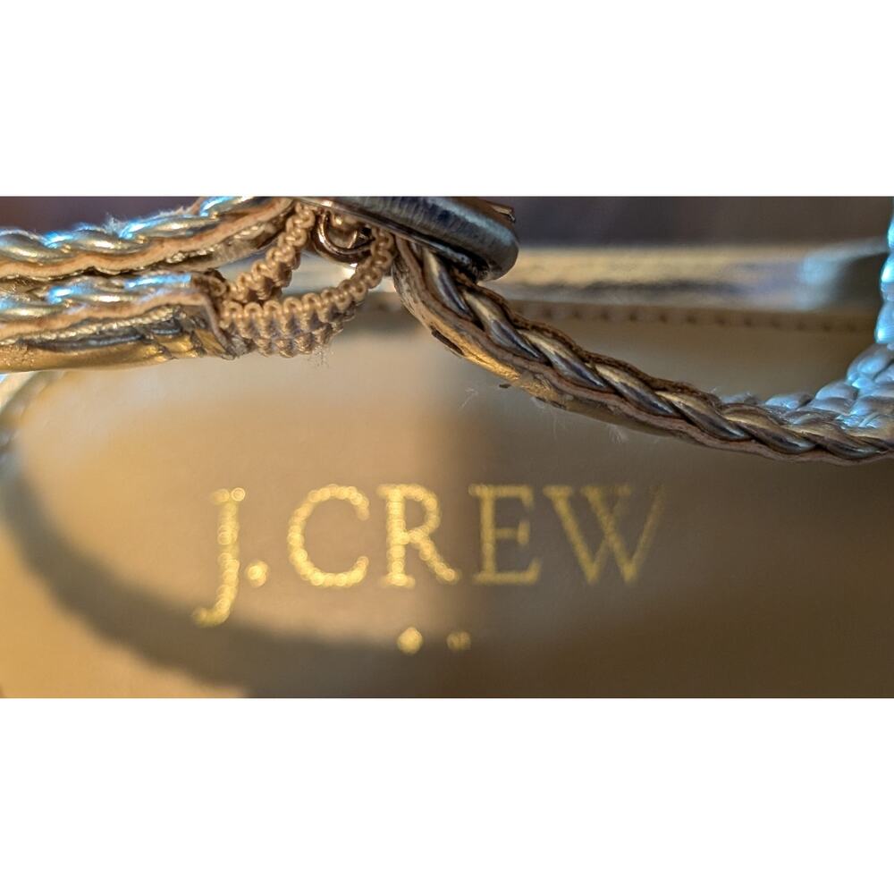 J.Crew Factory Woven Slingback Heels Gold Metallic Size 8.5 EUC - Picture 4 of 6